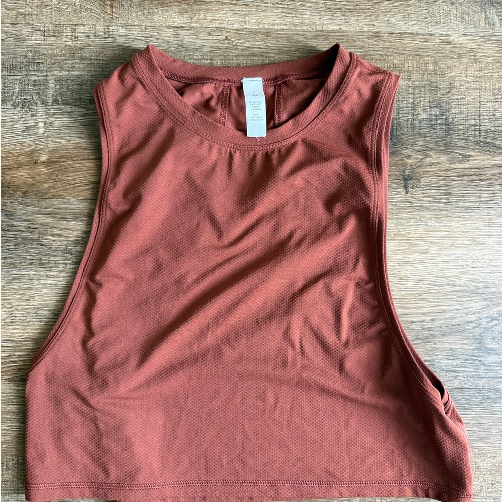 Lululemon Athletica Pink Orange Sleeveless Crop Muscle Tee